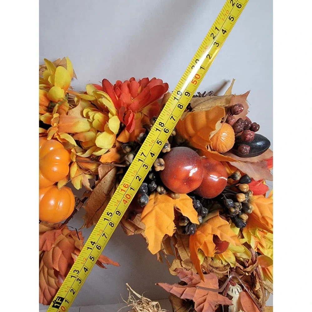 Scarecrow Halloween Wreath Vintage Straw 90 Fall Autumn Harvest Festival Pumpkin